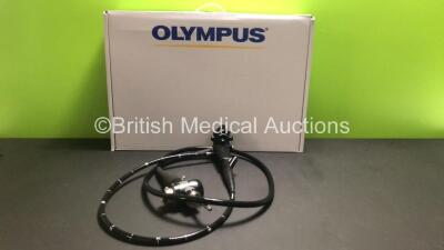 Olympus PCF-240S Video Sigmoidoscope in Case - Engineer's Report : Optical System - No Fault Found, Angulation - Bending Section Distorted, Insertion Tube - No Fault Found, Light Transmission - No Fault Found, Channels - No Fault Found, Leak Check - No Fa