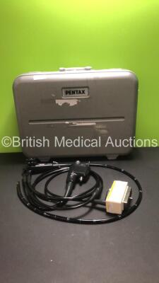 Pentax EG-3870UTK Ultrasound Video Gastroscope in Case - Engineer's Report : Optical System - Unable to Check, Angulation - No Fault Found, Insertion Tube - No Fault Found, Light Transmission - Kinked, Channels - Unable to Check, Leak Check - Unable to Ch