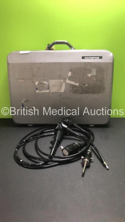 Olympus GF-UM20 Ultrasound Gastroscope in Case - Engineer's Report : Optical System - Unable to Check, Angulation - No Fault Found, Insertion Tube - No Fault Found, Light Transmission - No Fault Found, Channels - Unable to Check, Leak Check - Unable to Ch