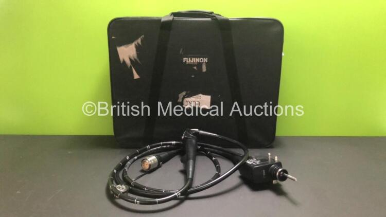 Fujinon EC-450WL5 Video Colonoscope in Case - Engineer's Report : Optical System - No Fault Found, Angulation - Not Reaching Specification, To Be Adjusted, Insertion Tube - Strained, Light Transmission - No Fault Found, Leak Check - No Fault Found *308A02