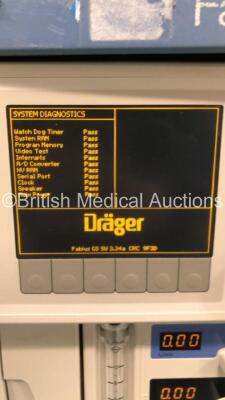 Drager Fabius GS Anaesthesia Machine Software Version 3.34a Total Hours Run 2873 Total Ventilator Hours 161 with Bellows, Absorber and Hoses (Powers Up) *S/N ARUB-0015* **Mfd 2004** - 2