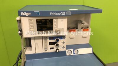 Drager Fabius GS Anaesthesia Machine Software Version 3.11 Total Hours Run 3090 Total Ventilator Hours 219 with Bellows and Hoses (Powers Up) *S/N ARYA-0005** **Mfd 2007** - 7