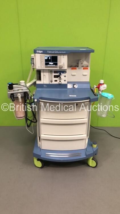 Drager Fabius GS Premium Anaesthesia Machine Software Version 3.34a Total Hours Run 10030 Total Ventilator Hours 1378 with Bellows, Absorber and Hoses (Powers Up) *S/N ASFK-0178* **Mfd 2014**