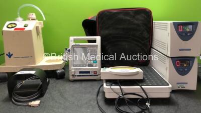 Mixed Lot Including 2 x Powervar UPS Units (Both Power Up) 1 x Therapy Equipment LTD 8011V35 Suction Pump (Powers Up with Missing Handle and Damaged Dial-See Photo) 1 x Baxter Colleague Pump (Powers Up with Blank Screen) 1 x Seca Model 864 Weighing Scales