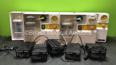 5 x SAM 420 Medical Suction Pumps with 5 x Cups and 5 x AC Power Supplies (All Power Up)