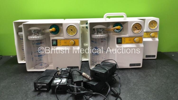 5 x SAM 420 Medical Suction Pumps with 5 x Cups and 5 x AC Power Supplies (All Power Up)