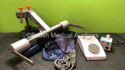 Mixed Lot Including 1 x Smith & Nephew Supine Table Extension with Pad, 1 x Olympus DR-2200 Rec Mic, 1 x Summit Medical Footswitch, 1 x Hudson RCI Aquatherm III Nebulizer Heater (Powers Up) 1 x Medtronics Lead Pouch *SN 374452, 201102822, LAB1403-1, 10109