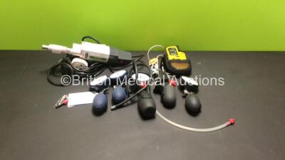 Mixed Lot Including 3 x BP Meters, 2 x Endoscope Leak Testers, 1 x DeSoutter Cast Cutter (No Blade) and 1 x GE Ohmeda TuffSat Pulse Oximeter with Finger Sensor (Powers Up) *FS0112274 / FCB07440135SA / FS0112283 / FS0112394 / FS0128895*