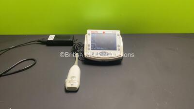 Esaote Piccolo Ultrasound Unit with 1 x 10-5 L20 Transducer / Probe and 1 x AC Power Supply (Powers Up with Damage-See Photo) *SN 311167 / 311492*