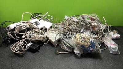 Mixed Lot Including Spacelabs Power Supplies, HiTron Power Supplies and Various Patient Monitoring Cables Including ECG Leads, Trunk Cables and Temp Connection Leads