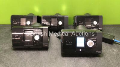 5 x Resmed Airsense 10 Autoset CPAP Units with 1 x AC Power Supplies (All Power Up with Missing Side Covers-See Photo) *SN 23202836345, 23193346967, 23191003773, 23172246646, 23161957674*