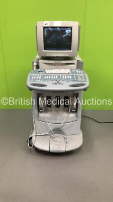 Acuson Sequoia C256 Ultrasound Scanner *S/N 53016* Version 5.09 with 2 x Transducers / Probes (8L5 and 3v2c) and Sony UP-890MD Video Graphic Printer (Powers Up in French - Missing Dials / Damage to Machine- See Pictures) ***IR249***