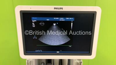 Philips iE33 Flatscreen Ultrasound Scanner Software Version 6.3.7.745 with 4 x Transducers/Probes (1 x S5-1,1 x X5-1 and 2 x Pencil Probes) and 1 x 3-Lead ECG Lead (Powers Up-Cracks to Keyboard-See Photos) * SN B043N0 * * Mfd Aug 2011 * *IR254* - 2