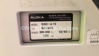 Aloka ProSound Alpha 10 Ultrasound Scanner with 1 x Transducer/Probe (1 x UST-9130) and Sony Digital Graphic Printer UP-D897 (Hard Drive Removed) * SN M01963 * * Mfd 2008 * - 10