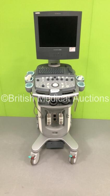 Siemens Acuson X300 Ultrasound Scanner Model 10348531 with 2 x Transducers/Probes (1 x CH5-2 * Mfd 2008 * and 1 x VF10-5 * Mfd 2008 *),Footswitch and Sony Digital Graphic Printer UP-D897 (Hard Drive Removed) * SN 313041 * * Mfd 2008 *