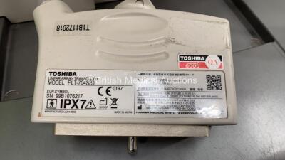 Toshiba Aplio 400 Flat Screen Ultrasound Scanner *Mfd - 07/2010* Software Version - AB_V3.00*R002 with 3 x Transducers / Probes (1 x PVT-661VT Endocavity Transducer *Mfd - 04/2013*, 1 x PLT-704SBT Linear Array Transducer *Mfd - 07/2010* and 1 x PVT-375BT - 10