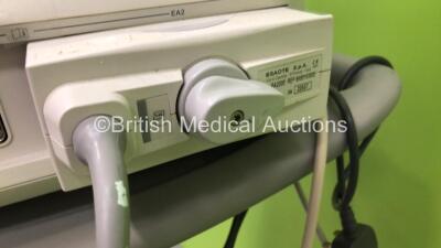 Siemens Acuson P300 Flatscreen Ultrasound Scanner Model No 10852646 Rev 01 *S/N 000722* **Mfd 07/2013** System Software Res 1.01 STD 13.21 with 1 x Transducer / Probe (Esaote PA230E Ref 9600165000) and 3 Lead ECG Leads (Powers Up - Crack In Keyboard) ***I - 6