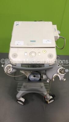 Siemens Acuson P300 Flatscreen Ultrasound Scanner Model No 10852646 Rev 01 *S/N 000722* **Mfd 07/2013** System Software Res 1.01 STD 13.21 with 1 x Transducer / Probe (Esaote PA230E Ref 9600165000) and 3 Lead ECG Leads (Powers Up - Crack In Keyboard) ***I - 14