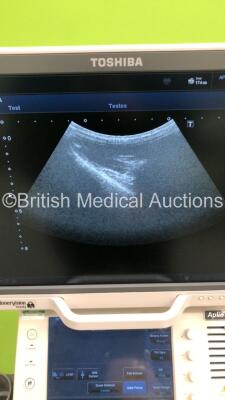 Toshiba Aplio 500 TUS-A500 Flat Screen Ultrasound Scanner *S/N WAB1572298* **Mfd 07/2015** Software Version AB_V5.10*R102 with 3 x Transducers / Probes (PVT-674BT *Mfd 07/2015* / PLT-705BT *Mfd 03/2015* and PVT-375BT *Mfd 03/2019*) and Sony UP-D898MD Dig - 18