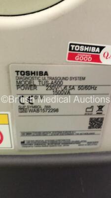 Toshiba Aplio 500 TUS-A500 Flat Screen Ultrasound Scanner *S/N WAB1572298* **Mfd 07/2015** Software Version AB_V5.10*R102 with 3 x Transducers / Probes (PVT-674BT *Mfd 07/2015* / PLT-705BT *Mfd 03/2015* and PVT-375BT *Mfd 03/2019*) and Sony UP-D898MD Dig - 23