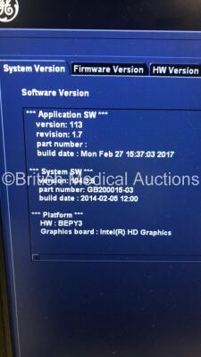 GE Vivid E9 Flat Screen Ultrasound Scanner *S/N VE94278* **Mfd 11/2012** Application Software Version 113 System Software Version 104.3.6 with Sony UP-D897 Digital Graphic Printer (Powers Up - Missing Dials / Damage to Machine / Loose Keyboard - See Pictu - 3