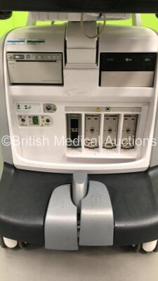 GE Vivid E9 Flat Screen Ultrasound Scanner *S/N VE94278* **Mfd 11/2012** Application Software Version 113 System Software Version 104.3.6 with Sony UP-D897 Digital Graphic Printer (Powers Up - Missing Dials / Damage to Machine / Loose Keyboard - See Pictu - 10