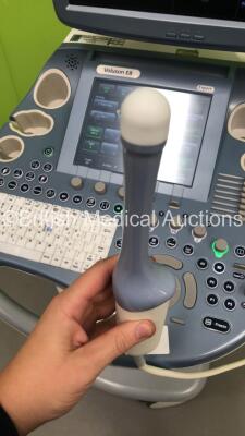 GE Voluson E8 Expert Flat Screen Ultrasound Scanner *S/N D19441* **Mfd 03/2013** Software Version - EC200 with 1 x Transducer / Probe (RIC5-9-D Ref H48651MS *Mfd 09/2014*) and Sony UP-D897 Digital Graphic Printer (Powers Up - Missing Buttons - See Picture - 5