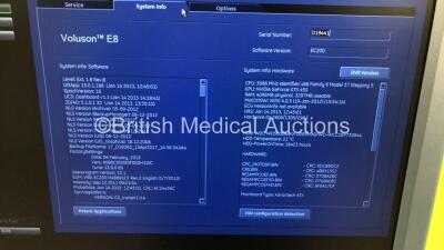 GE Voluson E8 Expert Flat Screen Ultrasound Scanner *S/N D19441* **Mfd 03/2013** Software Version - EC200 with 1 x Transducer / Probe (RIC5-9-D Ref H48651MS *Mfd 09/2014*) and Sony UP-D897 Digital Graphic Printer (Powers Up - Missing Buttons - See Picture - 11