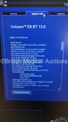 GE Voluson E8 Expert Flat Screen Ultrasound Scanner *S/N D22932* **Mfd 09/2014** BT Level 13.5 Software Version 14.6.6.1639 with 5 x Transducers / Probes (RAB4-8-D Ref H48651MP *Mfd 12/2011* / IC5-9-D Ref 5194434 *Mfd 11/2011* / C1-5-D Ref 5261135 *Mfd 08 - 17