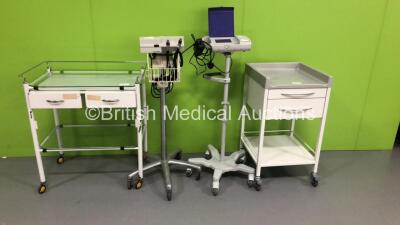 Mixed Lot Including 1 x Welch Allyn Otoscope/Ophthalmoscope on Stand,1 x Urodyn + Flowmeter on Stand and 2 x Mobile Trolleys with Draws
