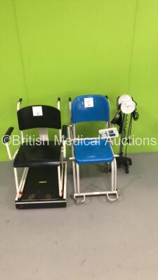 Mixed Lot Including 1 x Marsden Seated Weighing Scales,1 x Seca Seated Weighing Scales and 2 x Accoson BP Meters on 1 x Stand - 2