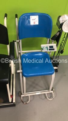 Mixed Lot Including 1 x Marsden Seated Weighing Scales,1 x Seca Seated Weighing Scales and 2 x Accoson BP Meters on 1 x Stand - 4