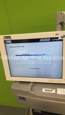 Karl Storz Stack Trolley Including Storz WideView HD Monitor,Storz 200903 31 Monitor,Storz AIDA Control 200960 20 Unit,Storz Xenon 300 201331 20 Light Source Unit,Storz SCB Image 1 Hub 222010 20 Duo Camera Control Unit,Storz Image 1 HD H3 Camera Head,Stor - 4