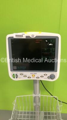 GE Dash 5000 Patient Monitor with BP1,BP2,SpO2,Temp/CO,CO2,NBP and ECG Options on Stand (Powers Up) - 2