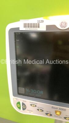 GE Dash 5000 Patient Monitor with BP1,BP2,SpO2,Temp/CO,CO2,NBP and ECG Options on Stand (Powers Up) - 5