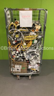 Large Cage of Mixed Regulators and Hoses (Cage Not Included)