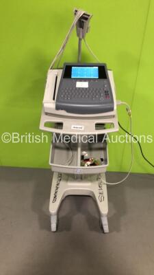 GE MAC1600 ECG Machine on Stand with 1 x 10-Lead ECG Lead (Powers Up-Cracks to Casing-See Photos) * Mfd 2014 *