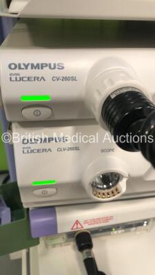 2 x Olympus Stack Trolleys Including Olympus OEV261H Monitor,Olympus Evis Lucera CV-260SL Digital Processor,Olympus Evis Lucera MAJ-1154 Pigtail Connector,Olympus Evis Lucera CLV-260SL Light Source/Processor Unit,Olympus OES OTV-S6 Camera Control Unit,Oly - 6