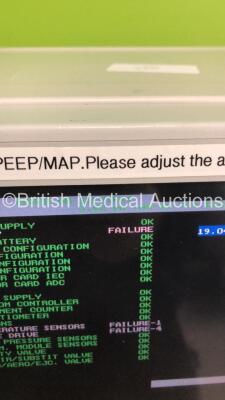 Stephan Stephanie Ventilator Version 3.62 en on Stand - Running Hours 31733 (Powers Up with Error - See Pictures - Missing Front Cover Flap) - 3