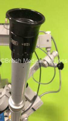 Zeiss Surgical Microscope with 2 x 10x/22B Eyepieces,f 250 T * Lens,Zeiss f170 T * Binoculars,f=137 Attachment,Zeiss Training Arm with 1 x 12,5x Eyepiece on Zeiss Universal S3 Stand (Powers Up with Good Bulb) * SN 186949 * - 8
