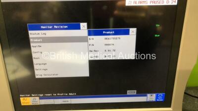 Philips MP70 Intellivue Touch Screen Anesthesia Monitor Software Revision G.01.72 (Powers Up with Missing Covers-See Photos) - 2