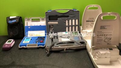 Mixed Lot Including 1 x Bedfont NO Breath Nitric Oxide Monitor in Carry Bag (Powers Up) 1 x Pajunk MultiStim Vario Nerve Stimulator (Powers Up) 1 x MicroLab Spirometer in Case with 1 x AC Power Supply (Powers Up) 2 x Philips Respironics Nebulizers (Both P