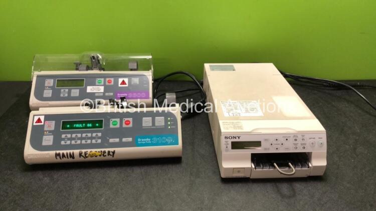 Mixed Lot Including 1 x Sony UP-25MD Color Video Printer (Powers Up) 1 x Graseby 3100 Syringe Pump (Powers Up with Fault-See Photo) 1 x Graseby 3300 PCA Pump (Powers Up)