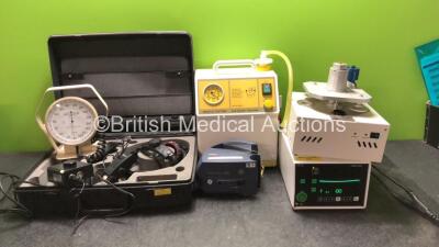 Mixed Lot Including 1 x Keeler Vintage Ophthalmic Headlight with 1 x AC Power Supply (Powers Up) 1 x PARI Boy Turbo Nebulizer (Powers Up) 1 x SAM 12 Suction Unit (Powers Up with Missing Cup) 1 x HME Lifepulse Patient Monitor (Powers Up) 1 x Accoson BP Met