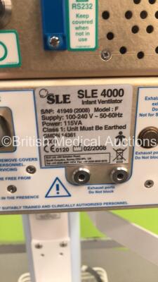 SLE 4000 Infant Ventilator on Stand (No Power) *S/N 41949 (2008)* **Mfd 02/2008** - 4