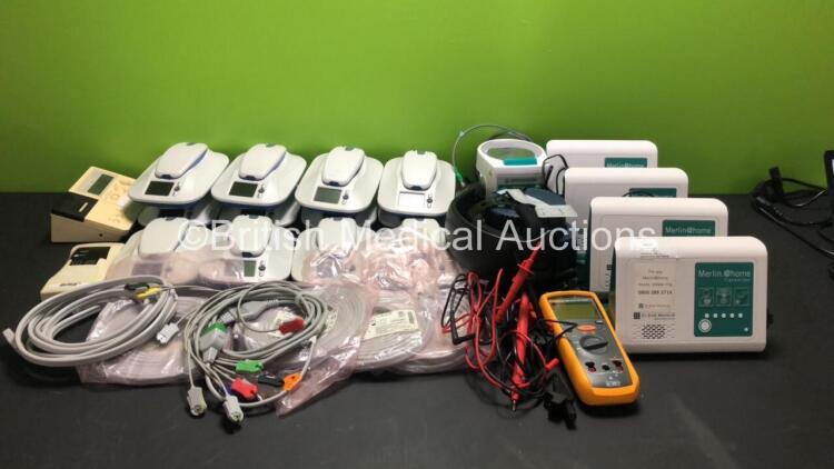 Mixed Lot Including 4 x Merlin @ Home Transmitters, 1 x Intersurgical Humidifier, 1 x Easyair 2020 Unit, 1 x FLUKE 1503 Insulation Tester, 29 x MyCareLink Patient Monitor Units (12 x in Picture 29 in Lot), 1 x Omron 705CP Blood Pressure Monitor and 1 x Sm