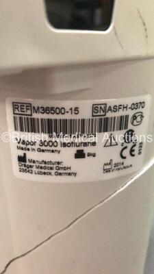 Drager Vapor 3000 Isoflurane Vaporizer Ref M36500-15 *S/N ASFH-0370* **Mfd 2014** ****E/N 082674*** ****Large Crack In Casing - See Pictures) - 5