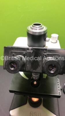 Leitz Laborlux S Benchtop Microscope with 2 x 10x/18 Eyepieces and 5 x Optics (160 /- NPL FLUOTAR 50/1.00 OIL / 160/0.17 NPL FLUOTAR 40/0.70 / 160/- PLAN 4/0.10 / *160/0.17 PL FLUOTAR 100/1.32 OIL and *160/- PL FLUOTAR 10/0.30) *S/N 096259* - 4