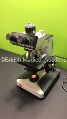 Leitz Laborlux S Benchtop Microscope with 2 x 10x/18 Eyepieces and 5 x Optics (160 /- NPL FLUOTAR 50/1.00 OIL / 160/0.17 NPL FLUOTAR 40/0.70 / 160/- PLAN 4/0.10 / *160/0.17 PL FLUOTAR 100/1.32 OIL and *160/- PL FLUOTAR 10/0.30) *S/N 096259* - 5