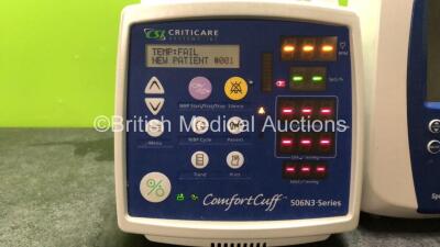 Mixed Lot Including 1 x Criticare Comfort Cuff 506N3 Series Patient Monitor (Powers Up with Error-See Photo) 1 x Welch Allyn Spot Vital Signs Monitor (No Power) 1 x Radiometer TCM4 Series Monitor (No Power) - 2